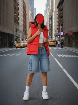 Red Crew Clothing Down Vest with Hood