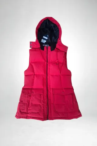 Red Crew Clothing Down Vest with Hood