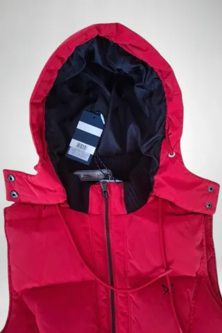 Red Crew Clothing Down Vest with Hood