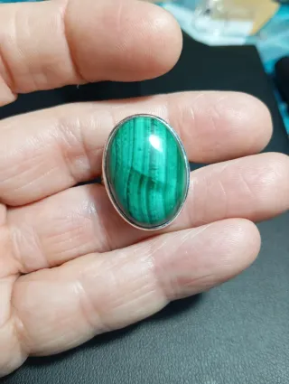 Anillo Plata Ley Malaquita