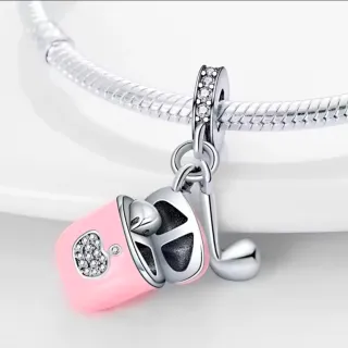 Charm Pandora Auriculares y Corazón Rosa