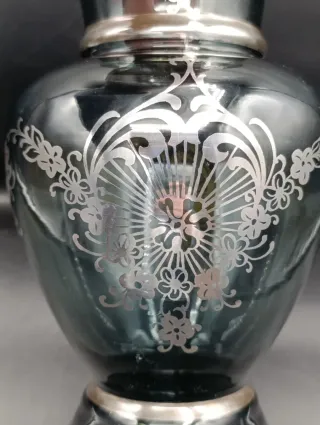 Jarrón cristal bohemia y plata