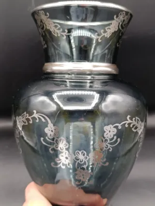 Jarrón cristal bohemia y plata