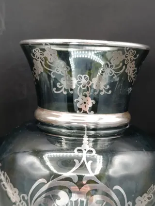 Jarrón cristal bohemia y plata