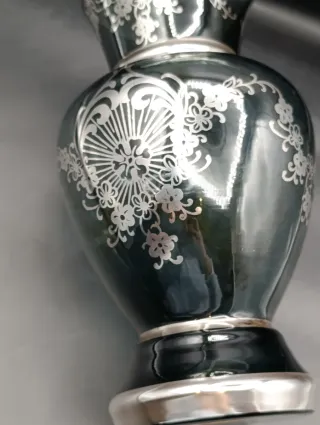 Jarrón cristal bohemia y plata