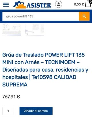 Grúa eléctrica geriátrica TecniMoem Powerlift 135