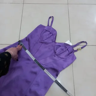 Mini dress in raso viola tg M - Nuovo