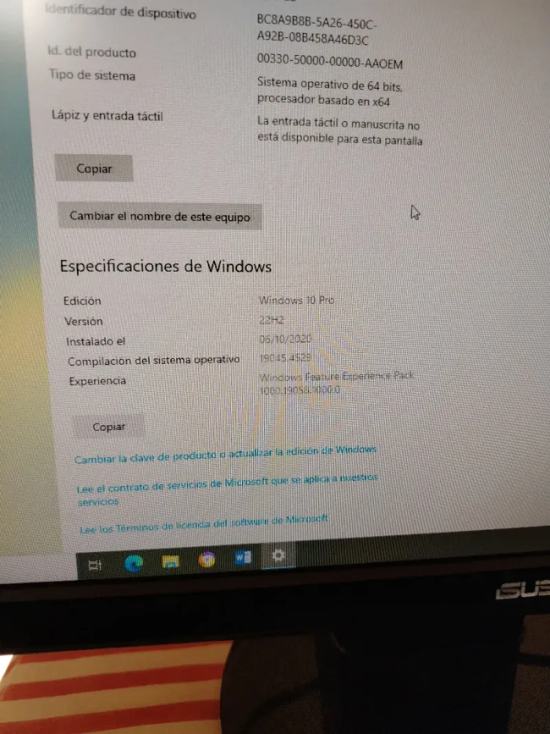 Microsoft Windows Prodesk Y pantalla asus