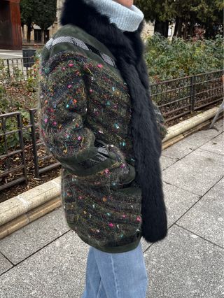 Abrigo vintage piel multicolor