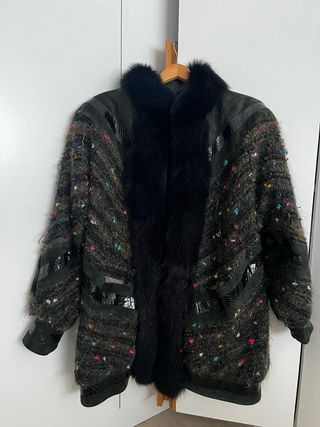 Abrigo vintage piel multicolor