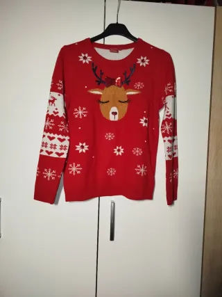 maglia maglione di natale con renna 11/12 anni