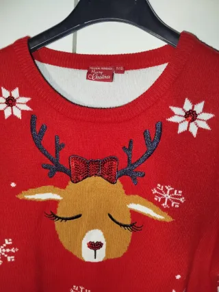 maglia maglione di natale con renna 11/12 anni