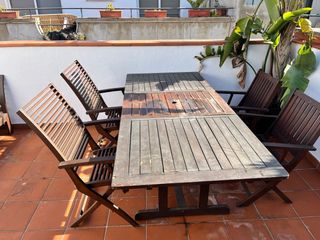 Mesa y 4 Sillas Teca Exterior