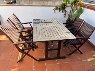 Mesa y 4 Sillas Teca Exterior