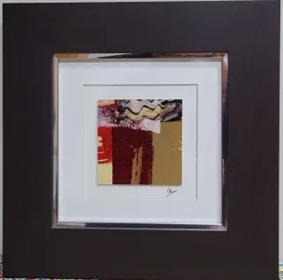 Coppia di quadri astratti in legno e carta