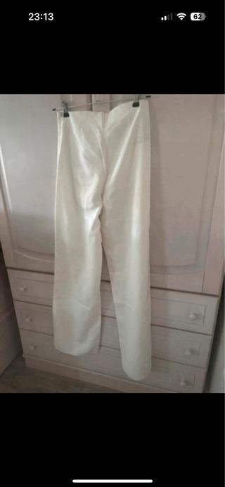 Pantalón Mango Teen blanco con aberturas