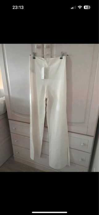 Pantalón Mango Teen blanco con aberturas