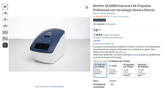 Impresora Etiquetas Brother QL600B Azul/Blanca