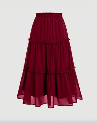 Falda larga gasa burdeos