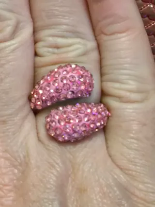 Anillo acero rosa pedrería