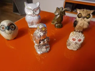 Collezione di 32 gufi decorativi