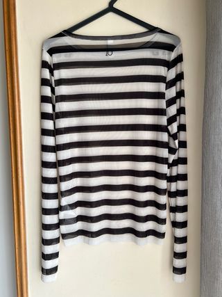 Blusa 10DAYS Listrada preta e branca - Tamanho L