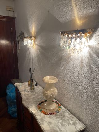 2 Lámparas de pared con perlas de cristal
