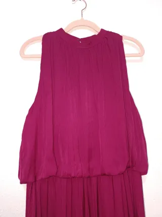 Vestido midi satinado plisado Zara Talla L