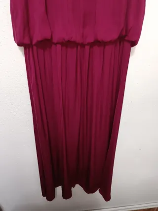 Vestido midi satinado plisado Zara Talla L