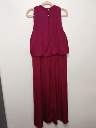 Vestido midi satinado plisado Zara Talla L