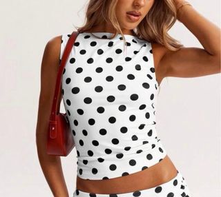 Top de lunares blanco y negro Talla S