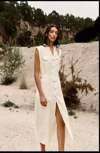 Vestido Zara Beige Talla L