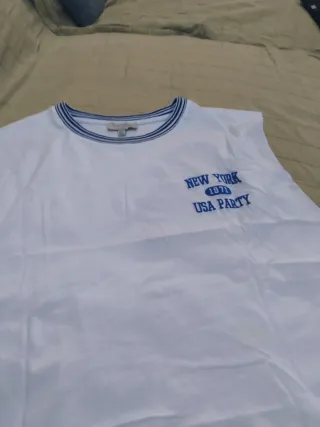 Camiseta Pull&Bear Blanca New York USA Party