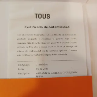 Anillo Tous talla 11 Nuevo.