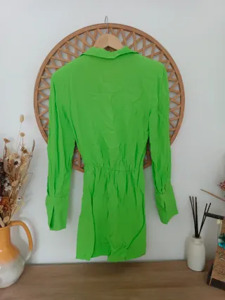 Vestido Zara Verde Fluido Talla S