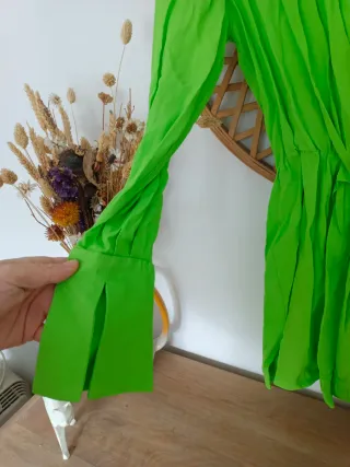 Vestido Zara Verde Fluido Talla S
