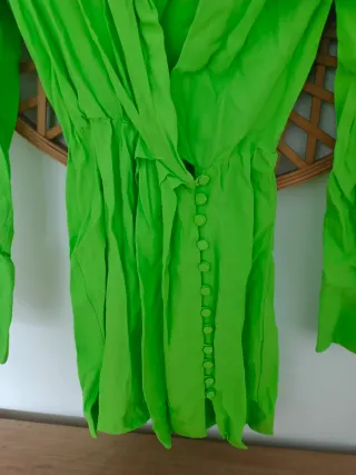 Vestido Zara Verde Fluido Talla S