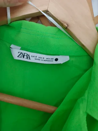 Vestido Zara Verde Fluido Talla S