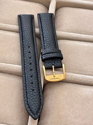 Correa de reloj de piel negra para Longines 18mm