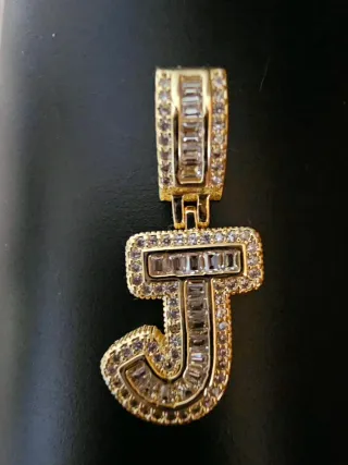 Colgante Letra J Chapado 14k Circonitas