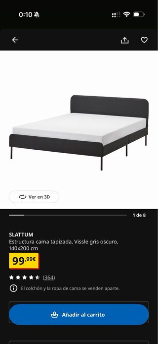 Cama completa IKEA 140x200 + colchón extra firme