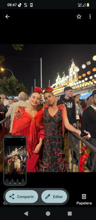 Vestido Flamenca Negro con Flores Rojas