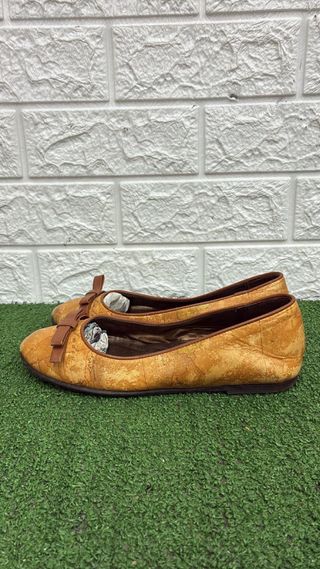 Scarpe Ballerina Beige/Marrone con Fiocco