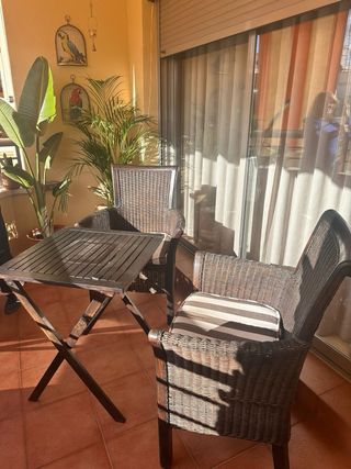 Conjunto Terraza Mimbre y Madera