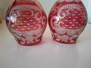 ANTIGUAS BOTELLAS DECANTADOR CRISTAL BOHEMIA ROJO