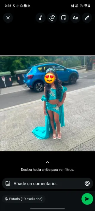 Vestido de fiesta niña azul y dorado