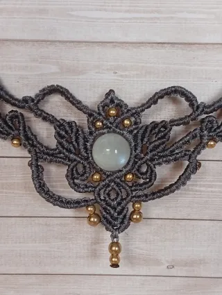 Collar macramé piedra luna