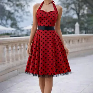 Vestido de lunares rojo y negro