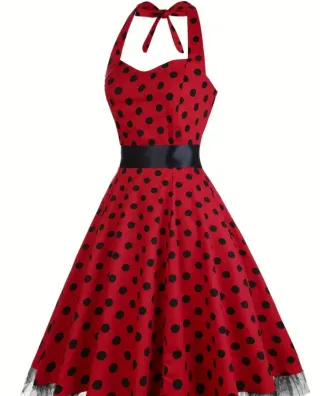 Vestido de lunares rojo y negro