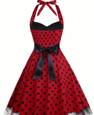 Vestido de lunares rojo y negro